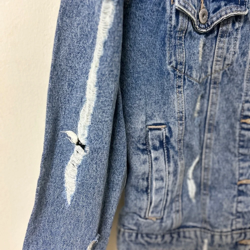 Highway Jeans Distressed Denim Jacket womens size small‎